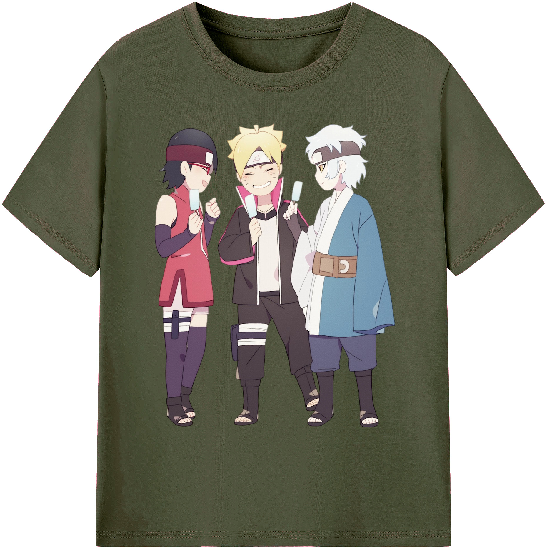 （画像用） NARUTO -ナルト- うちは サラダ Uchiha Sarada 綿100％ メンズ半袖Tシャツ｜肌触りやわらか＆通気性